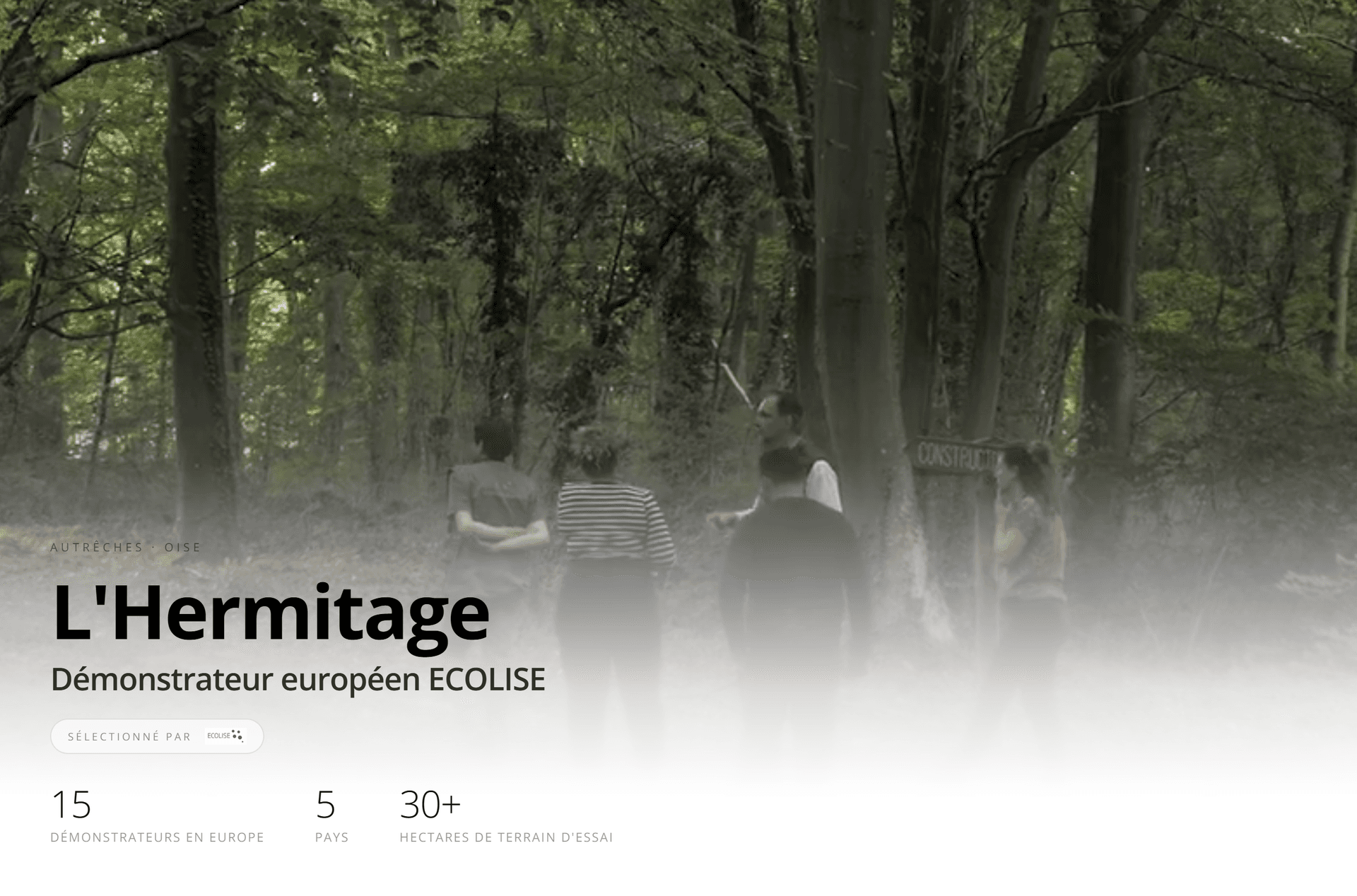 Site one-page du démonstrateur européen ECOLISE de L'Hermitage
